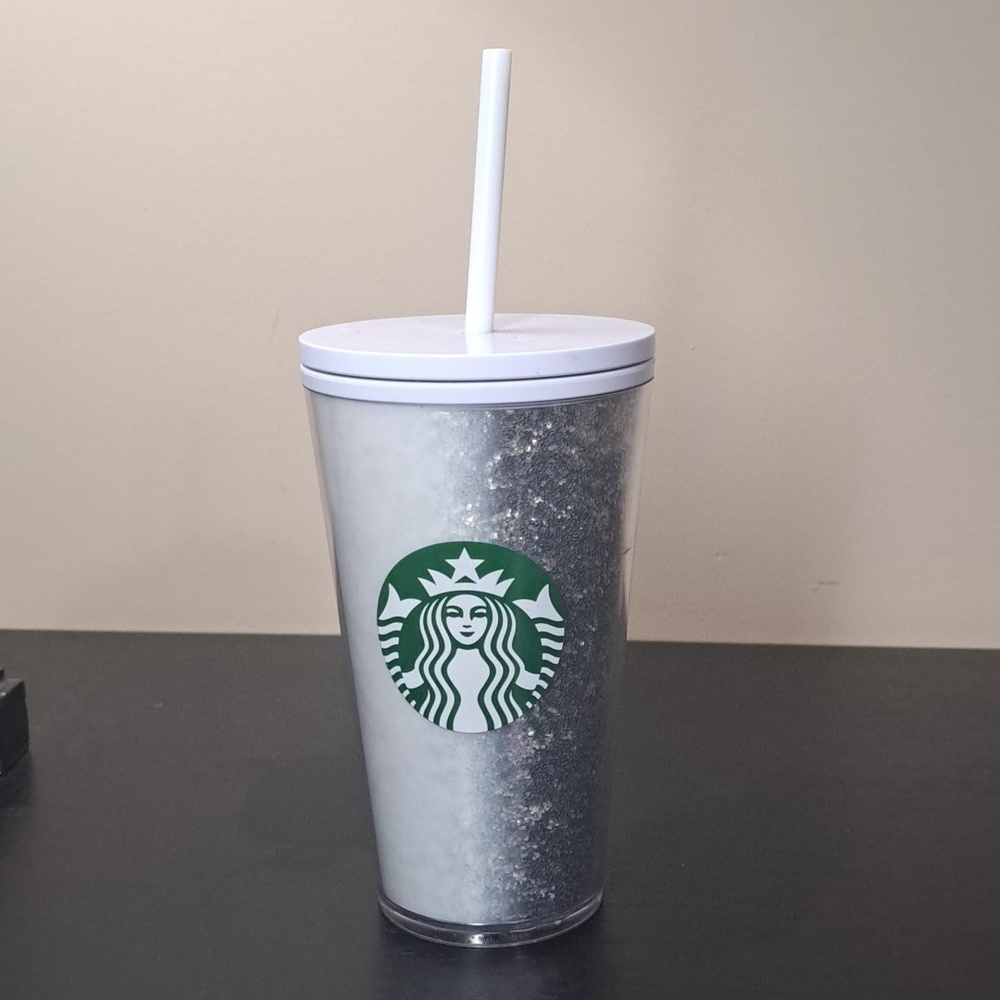 Starbucks Holiday 2020 White Silver Glitter Ombre Grande 16 oTumbler
